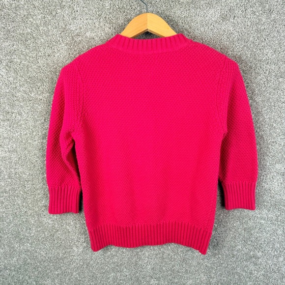 LL Bean Womens Fuchsia Pink Popcorn Knit Cotton Cardigan Sweater 0JBU1 Small - Picture 3 of 7